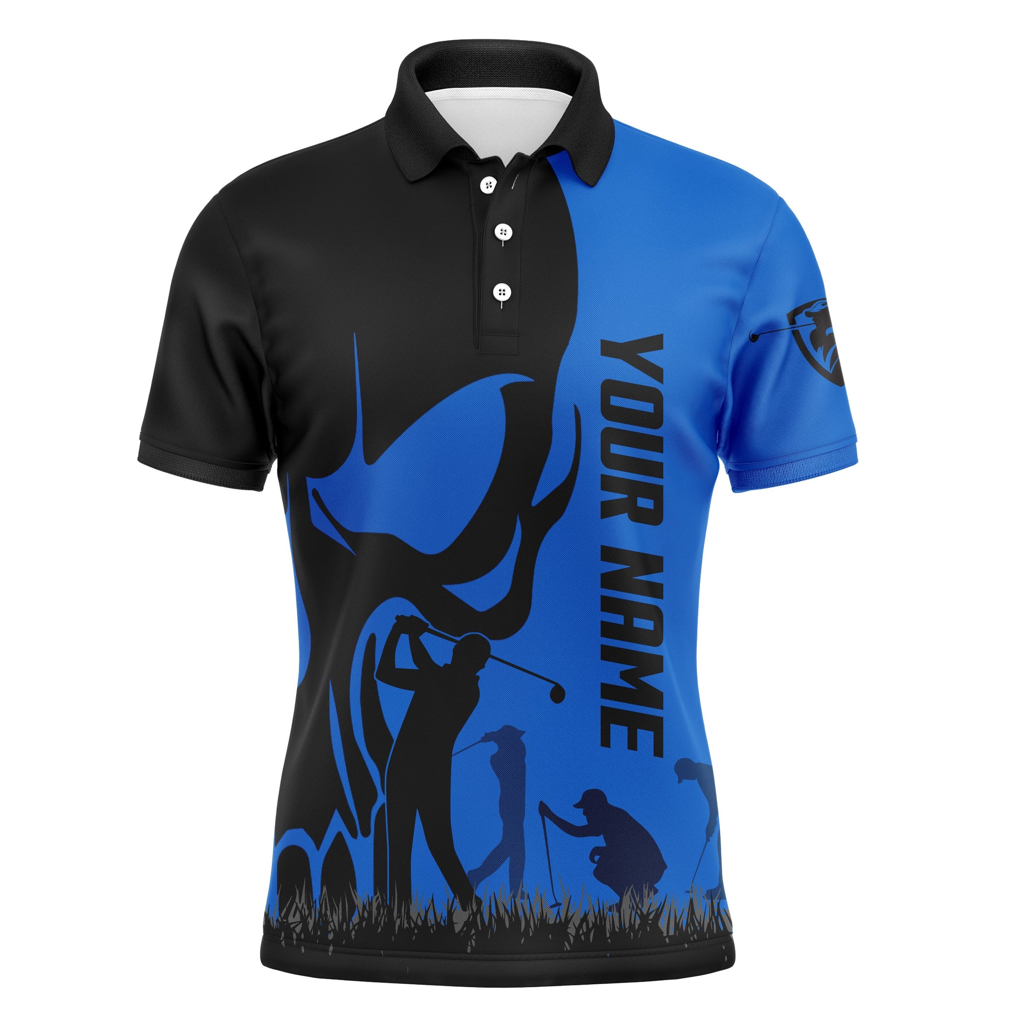 Mens golf polos shirts custom name skull golf black  shirt jerseys, golf wear for mens | Blue NQS4571