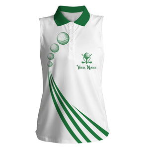 Green and white Women's golf sleeveless tops custom ladies golf ball clothing, personalized golf gifts NQS5776