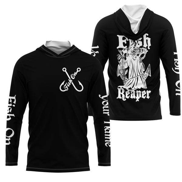 Fish Reaper Fish on black custom name UV protection Shirts custom long sleeve, hoodie fishing shirts NQS2857