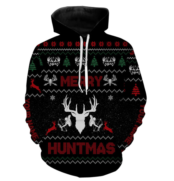 Deer hunter Merry huntmas custom funny ugly Christmas sweatshirt all over printed shirts, hunter gift NQS4174