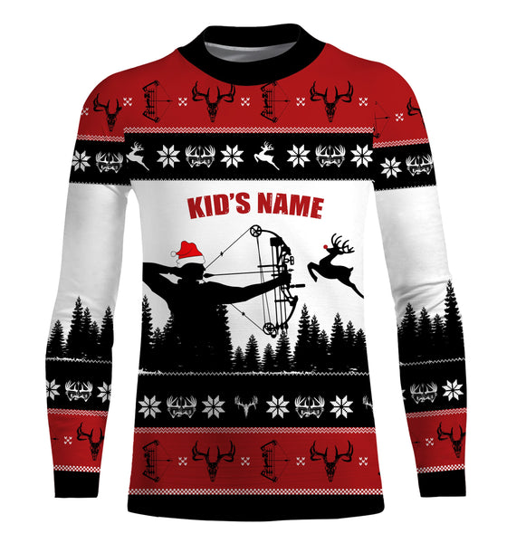 Deer hunter santa custom name funny ugly Christmas sweatshirt all over printed shirts, Christmas gift NQS4175