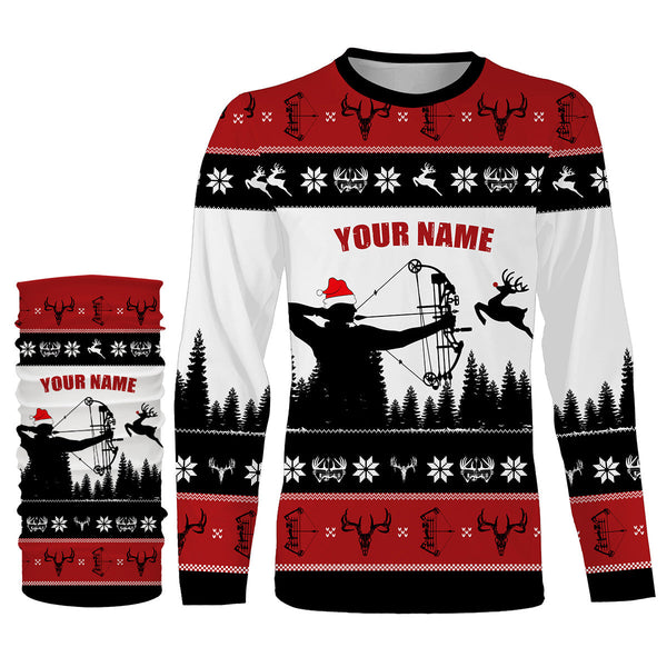 Deer hunter santa custom name funny ugly Christmas sweatshirt all over printed shirts, Christmas gift NQS4175