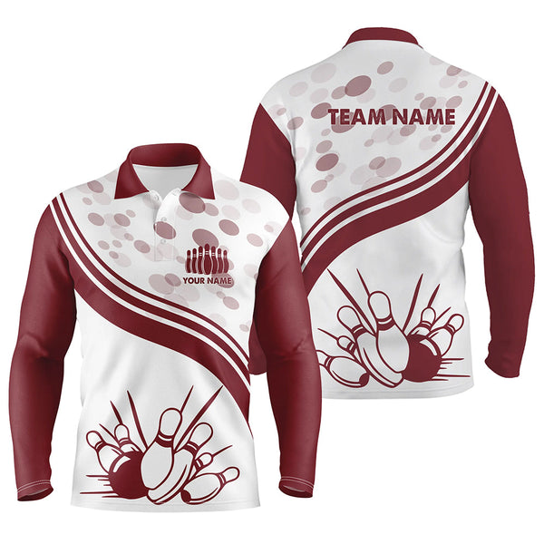 Custom Vintage white Bowling polo Shirts For Men, Personalized Bowling Team Jerseys NQS5519