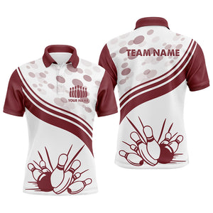 Custom Vintage white Bowling polo Shirts For Men, Personalized Bowling Team Jerseys NQS5519