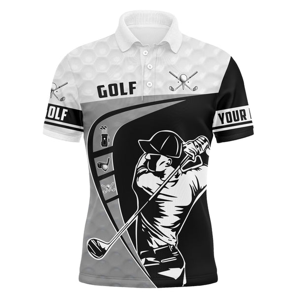 Black & white long sleeve golf shirts men, best golf gifts for men NQS3329