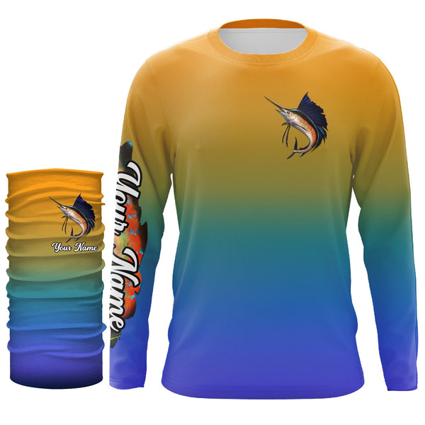 Sailfish fishing Custom Name UV protection UPF 30+ fishing jersey, deep sea fishing tournament shirts NQS3957