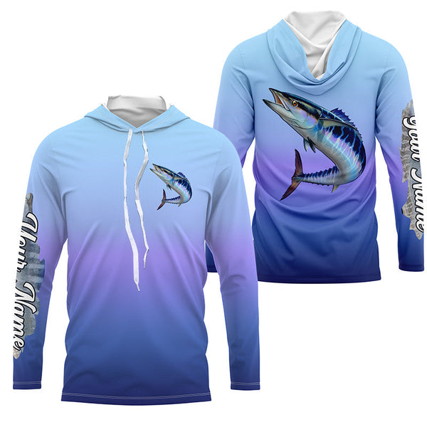 Wahoo fishing Custom Name UV protection UPF 30+ fishing jersey, deep sea fishing tournament shirts NQS3958