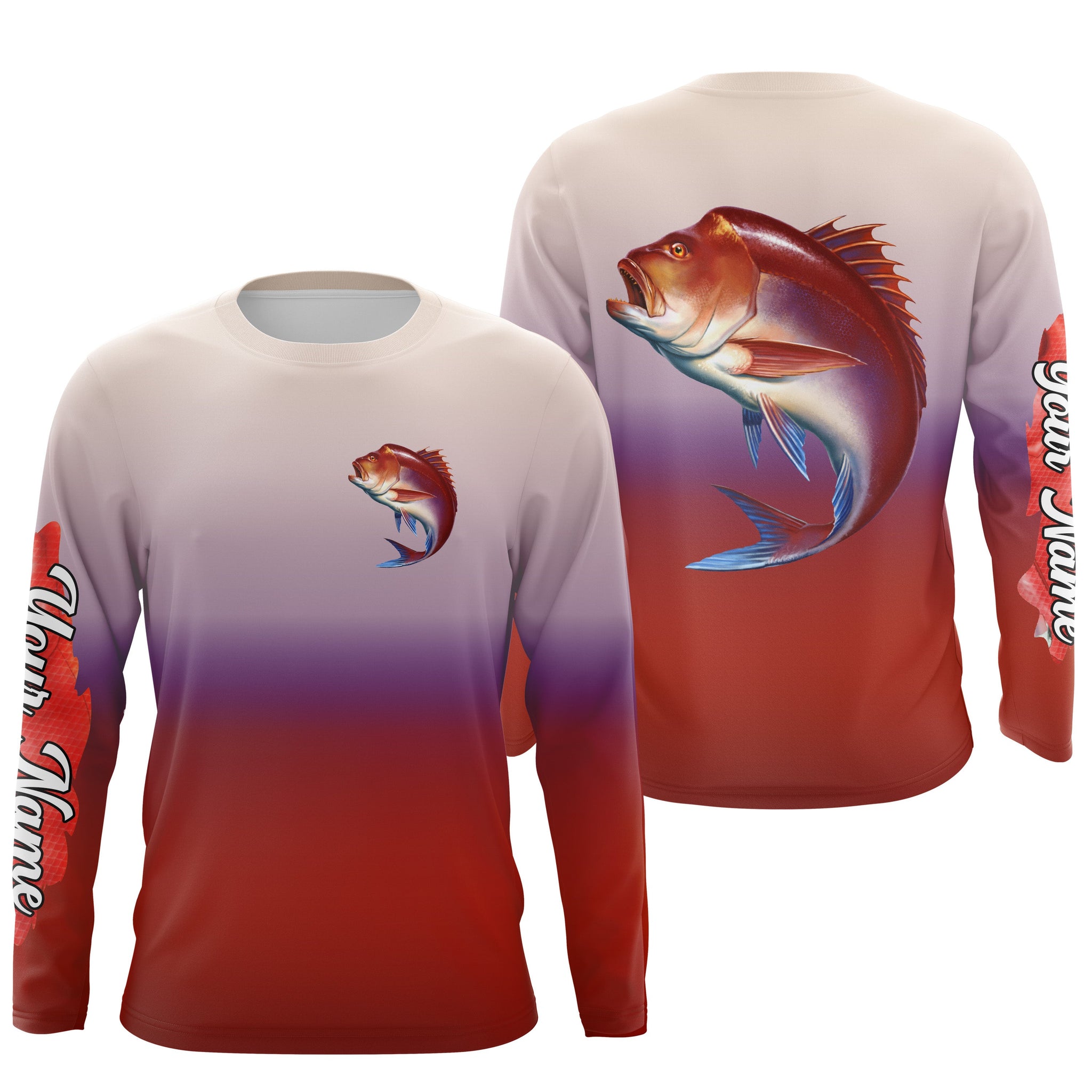 Red snapper fishing Custom Name sun protection fishing jersey