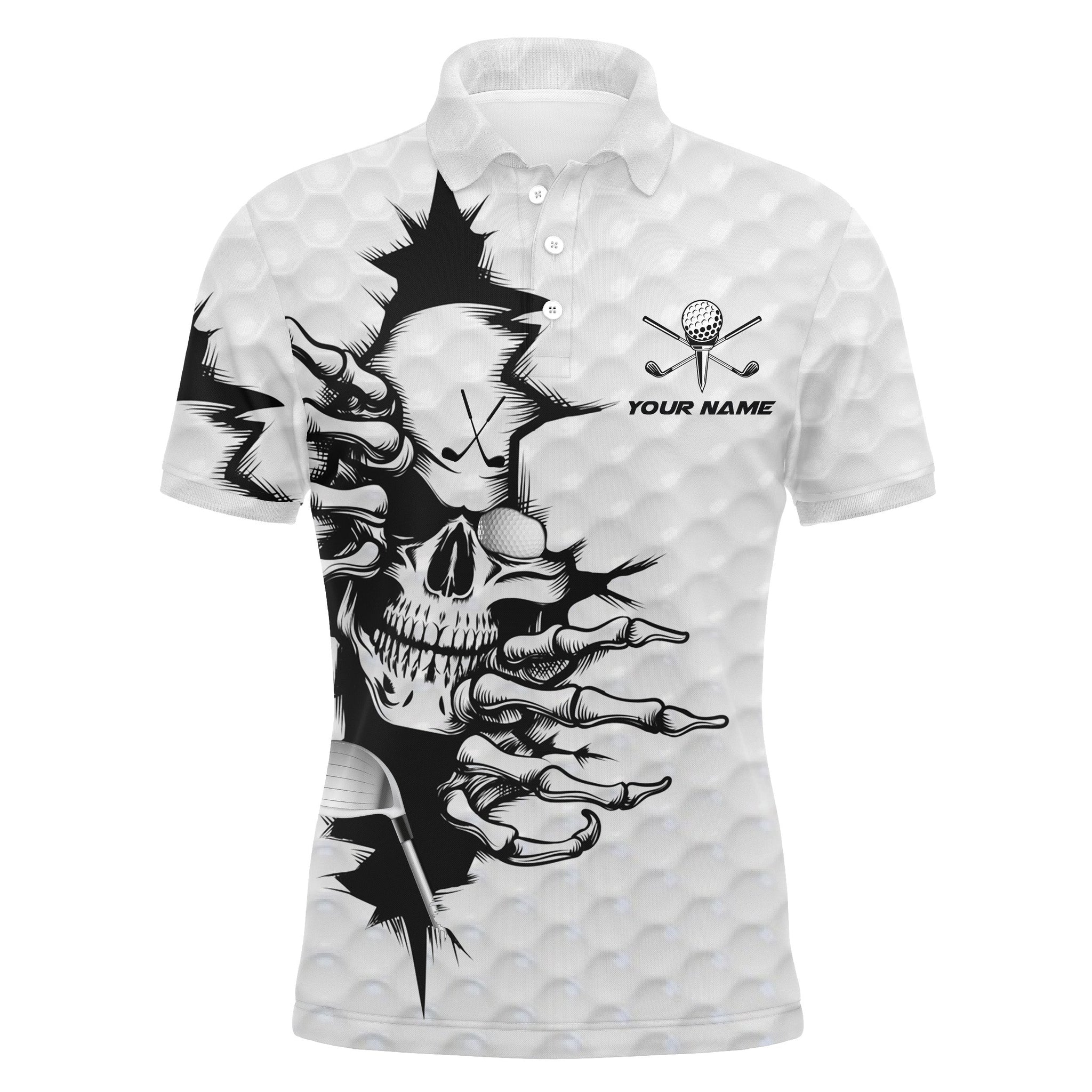Golf skull upf white Polo Shirts for Men, personalized golf gifts for –  Myfihu