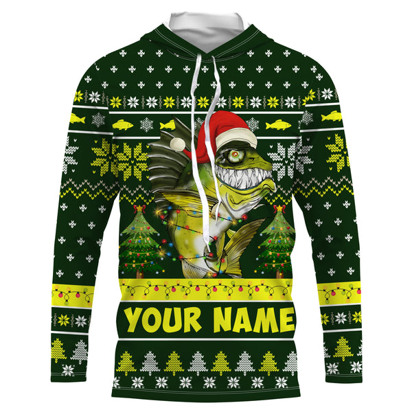 Funny Bass fishing custom name fishing ugly Christmas sweatshirt, Long sleeve Hooded, Christmas gifts NQS4210