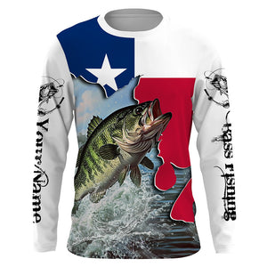 Texas Bass fishing UV protection Custom name long sleeves fishing shirt for adult and Kid NQS2714