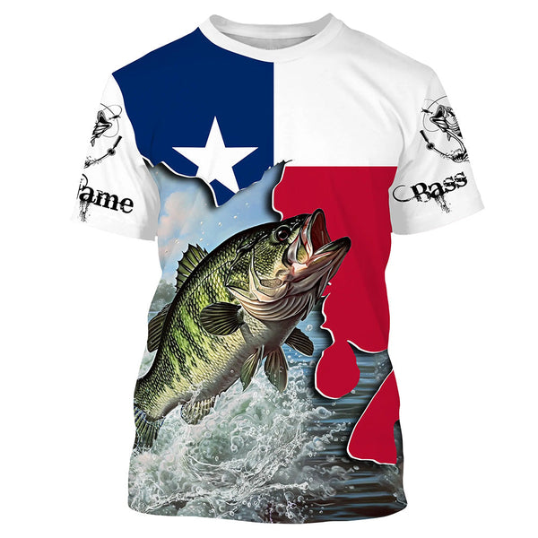 Texas Bass fishing UV protection Custom name long sleeves fishing shirt for adult and Kid NQS2714