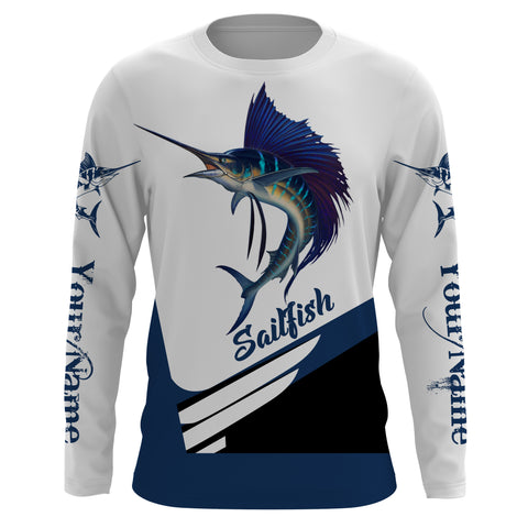 Sailfish fishing saltwater sportfishing Custom Name UV protection UPF 30+ sailfish fishing jersey, Gifts for Fisherman NQS3013