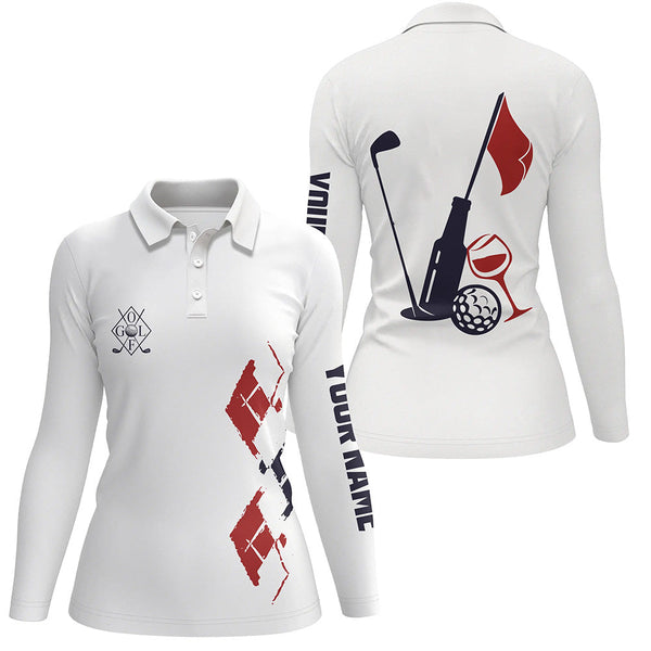 Funny Womens golf polo shirt custom vintage golf and wine golf clubs team polo shirts NQS5356