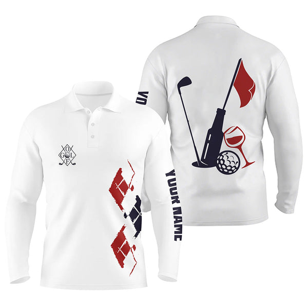 Funny Mens golf polo shirt custom vintage golf and wine golf clubs team polo shirts NQS5356