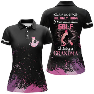 Black Womens golf polo shirt custom funny golf gift for nana the thing I love than golf being grandma NQS5380