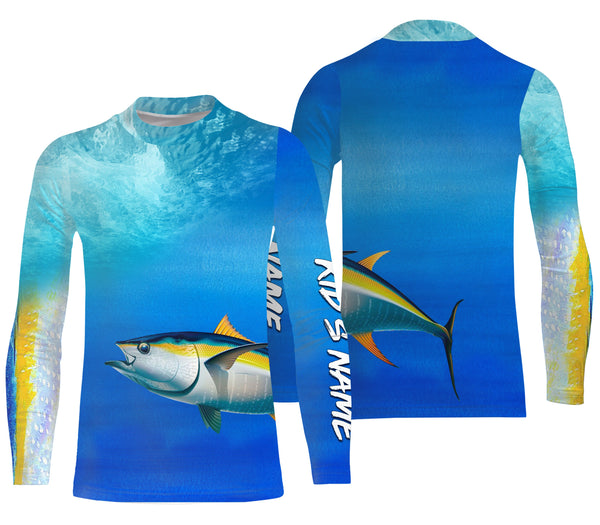 Tuna fishing scales blue ocean sea wave camo Custom Name sun protection UPF 30+ fishing jersey NQS3414