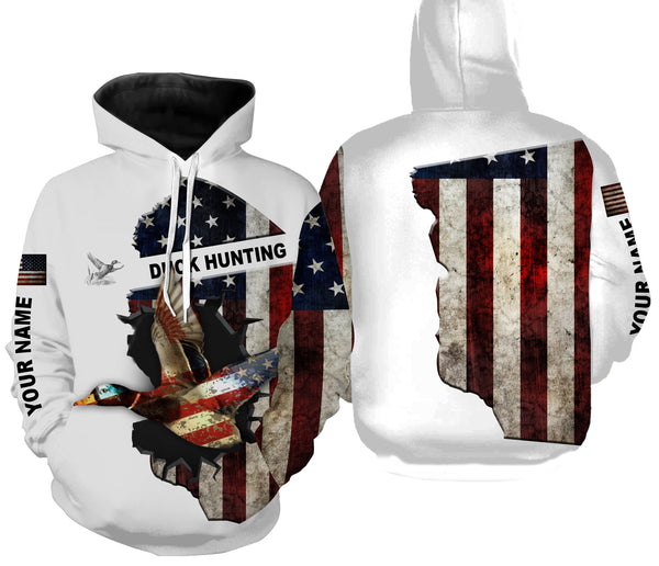 Duck hunting American flag patriotic legend duck hunter 3d shirts- personalized duck hunting hoodie, sweatshirt, shirts for men, women, kid NQSD24