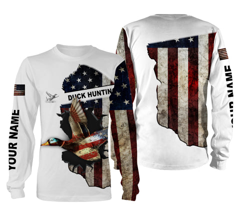 Duck hunting American flag patriotic legend duck hunter 3d shirts- personalized duck hunting hoodie, sweatshirt, shirts for men, women, kid NQSD24