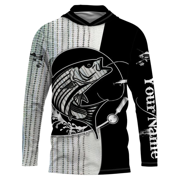 Striped Bass ( Striper) Fishing performance fishing shirt UV protection quick dry customize name long sleeves UPF 30+ personalized gift for Fishing lovers - NQS620