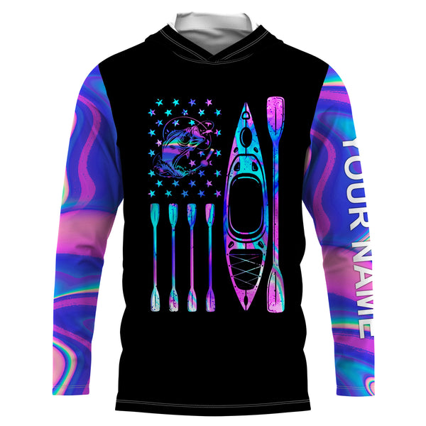 Kayak bass fishing American flag galaxy fishing shirts, camo leggings, UV protection quick dry Customize name long sleeves UPF 30+ NQSD221