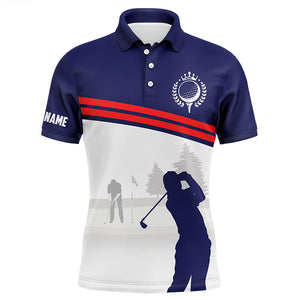 Mens golf polo shirts custom blue and white golf shirts, best mens golf wears NQS5879