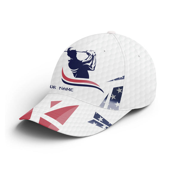 American flag white golf ball skin Golfer hat custom name sun hats for men, mens golf hats NQS4851