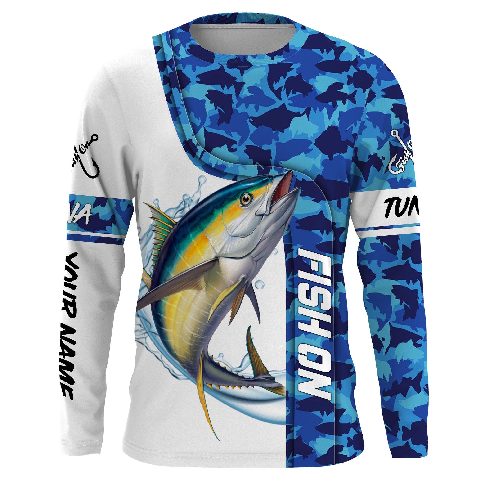 Born To Fish American Flag Bass fishing blue camo Custom Name Fishing  Shirts UV Protection NQS2995 {2024 Collection}