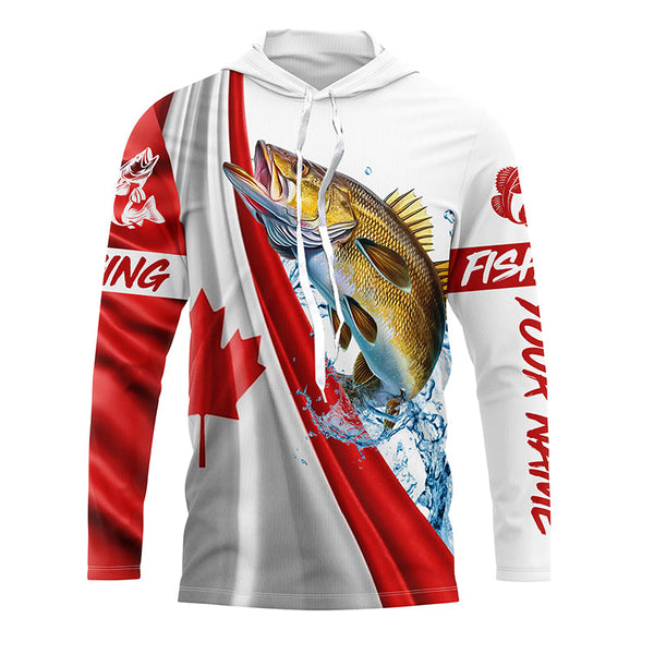 Canadian flag patriotic Walleye fishing Custom Name 3D Fishing Shirts UV Protection Gift For Fisherman NQS5171