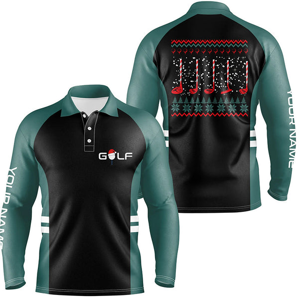 Green and black Mens golf polo shirt custom Christmas golf clubs mens golf polos  NQS6548