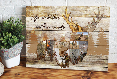 Deer Canvas Wall Art custom photo and text, deer wall decor, Deer hunting gift for him, hunting gift NQS3175