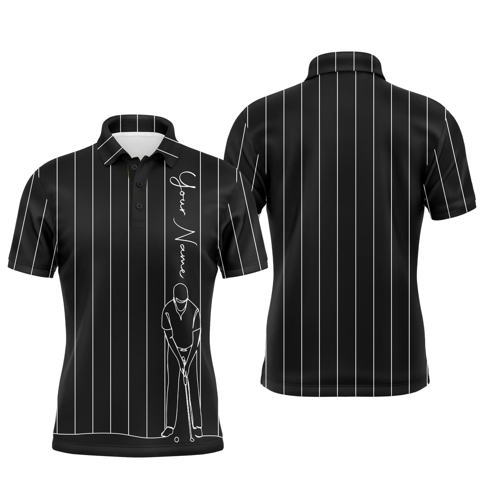 Personalized mens golf polo shirts custom name golf tops mens, golf gifts for men | Black NQS4654