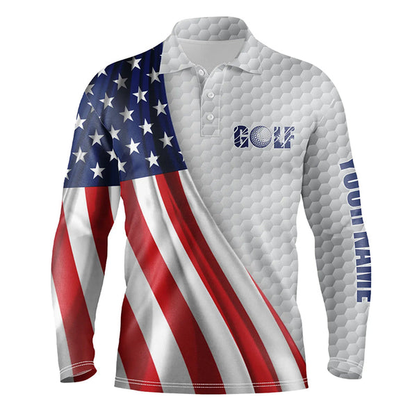 American flag white golf ball skin Mens golf polo shirts custom name patriotic golf tops for mens NQS5444