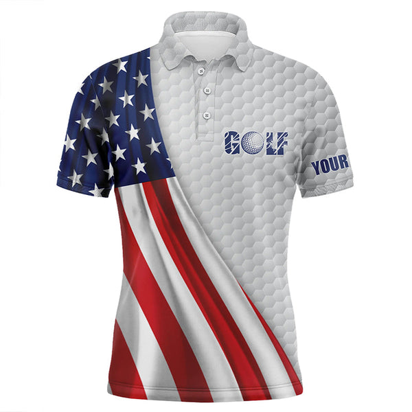 American flag white golf ball skin Mens golf polo shirts custom name patriotic golf tops for mens NQS5444