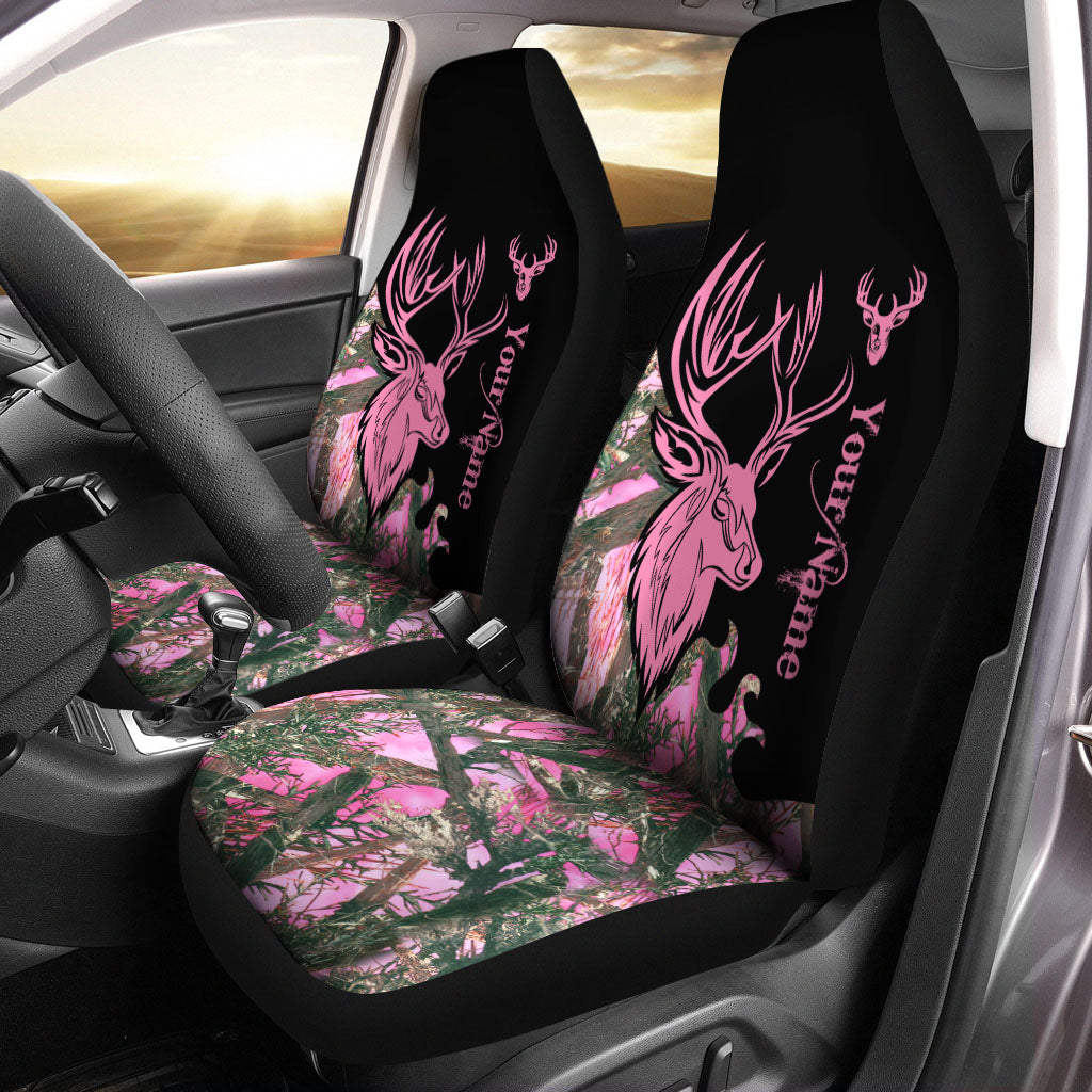 Custom name girly car seat covers country girl Deer Hunting camo, perfect car accessories Set of 2 NQS3579