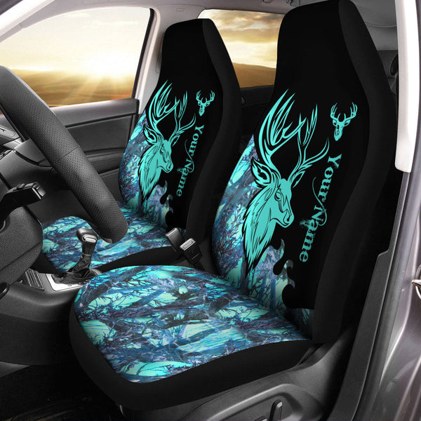 Custom name girly car seat covers country girl Deer Hunting camo, perfect car accessories Set of 2 NQS3579