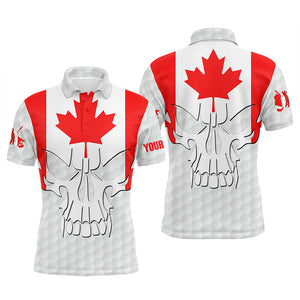 Mens golf polo shirts Canadian flag patriotic custom skull golf ball shirt for men, best men golf wear NQS5203