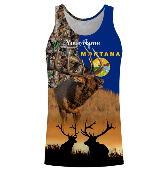 Montana MT elk hunting camo custom name 3D hunting apparel, personalized hunting gift for hunters NQS3731