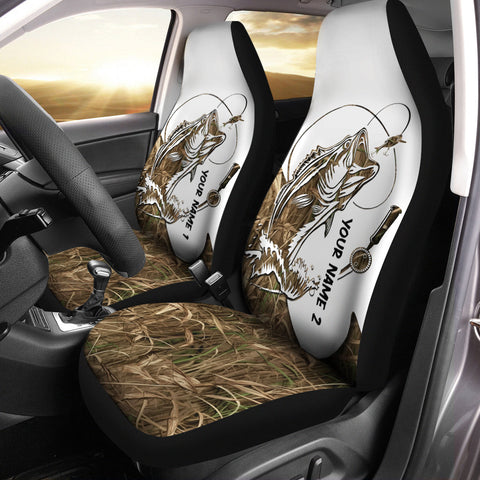Bass Fishing grass camo Customize 3D Printed Seat Covers, personalized gift for fishing lovers NQS1627
