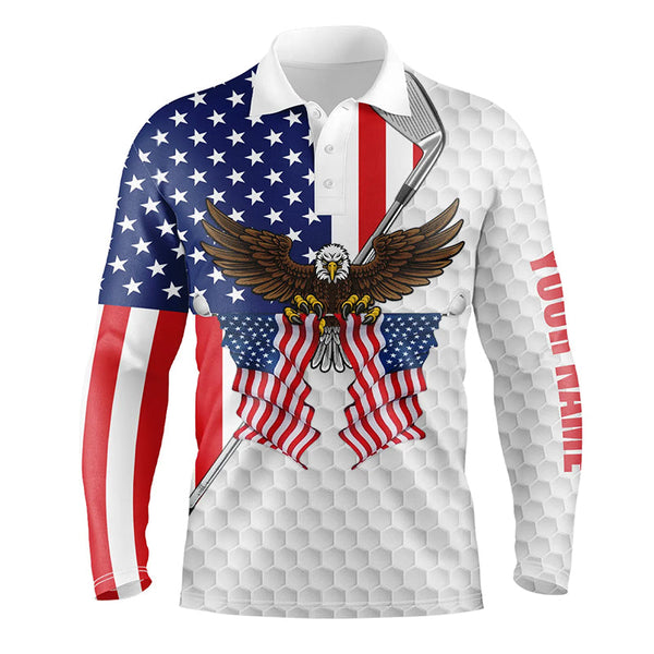 American flag Eagle white Mens golf polo shirts custom golf clubs patriotic golf shirt for women NQS5719