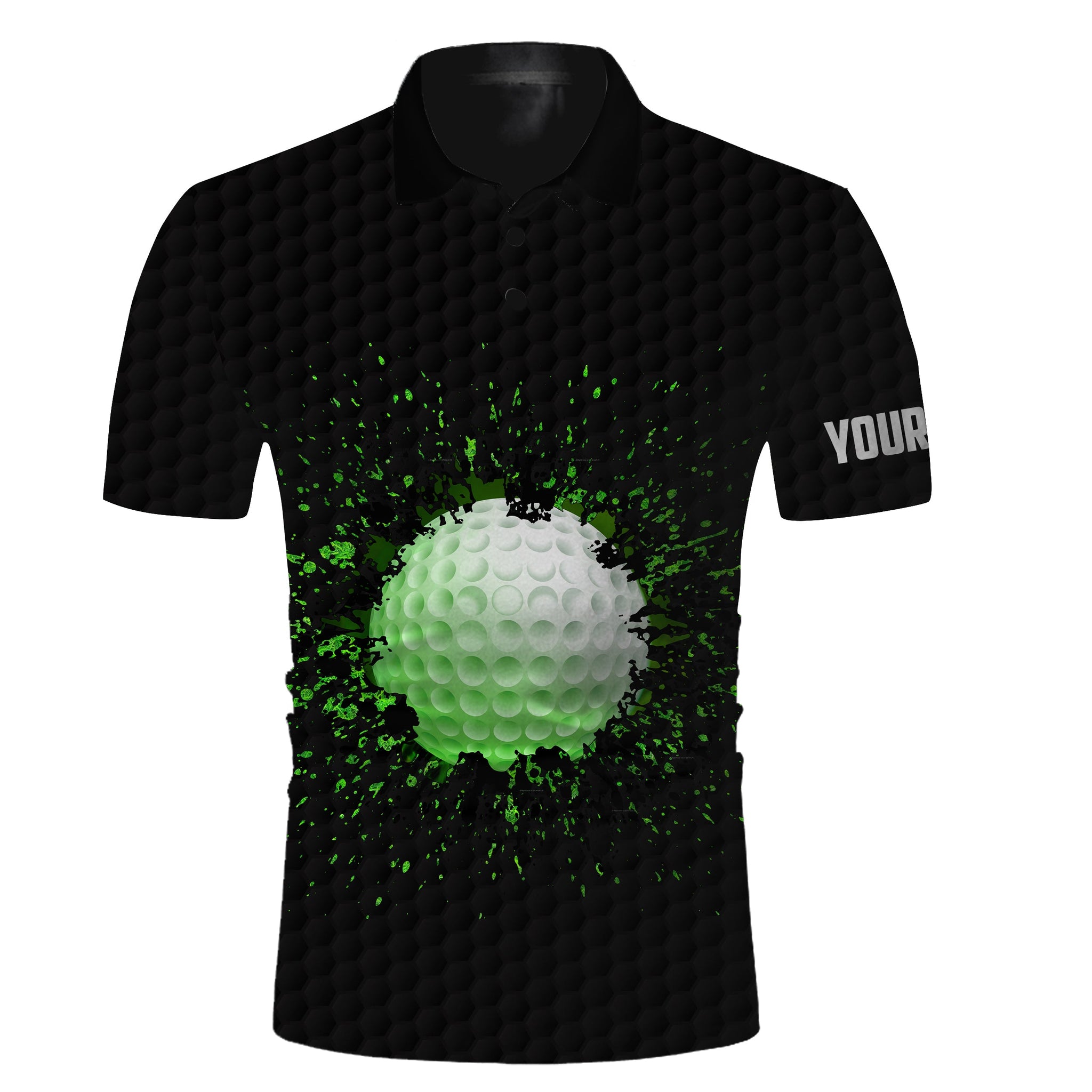 Long sleeve golf polo shirts for mens custom name black splatter golf shirts - gifts for the golfer NQS3595