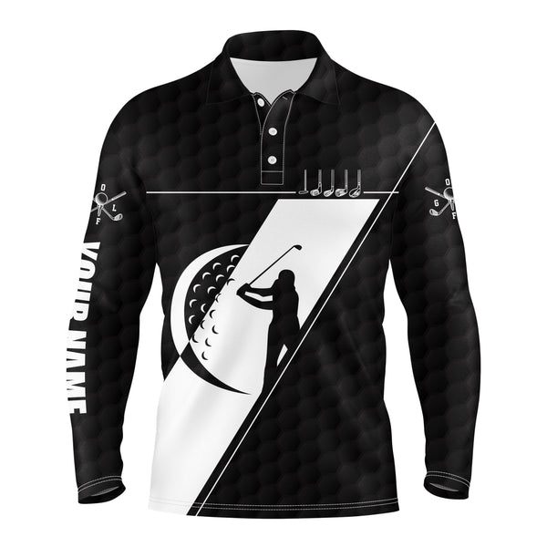 Black & white golf polo shirts custom name golf clubs mens golf tops NQS3465