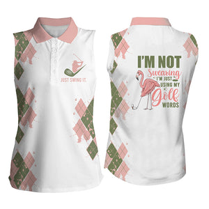 Funny flamingo Womens sleeveless polo shirt I'm not swearing, I'm just using my golf words NQS4554