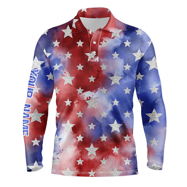 Red, white and blue tie dye mens golf polo shirts custom team golf shirts, golf gifts for men NQS5467