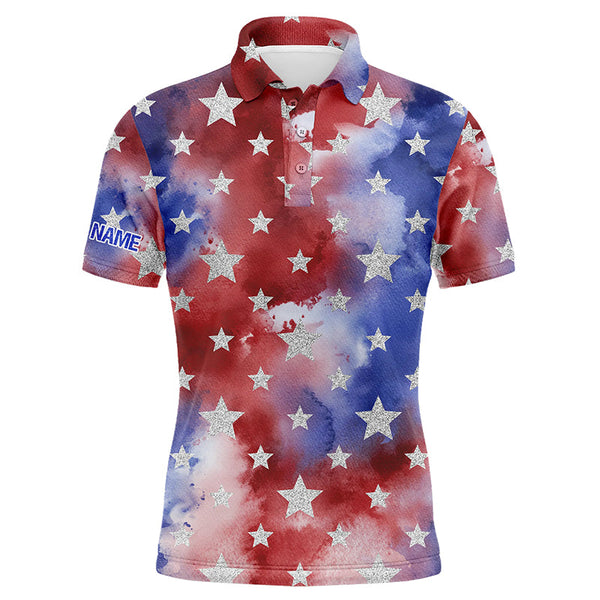 Red, white and blue tie dye mens golf polo shirts custom team golf shirts, golf gifts for men NQS5467