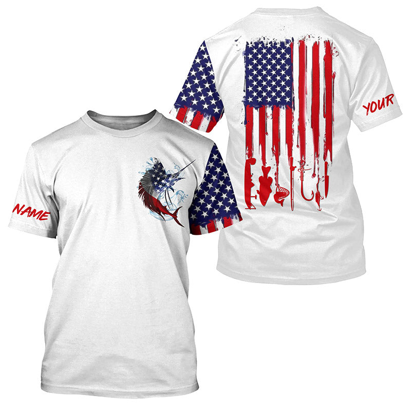 American flag Sailfish fishing personalized patriotic UV