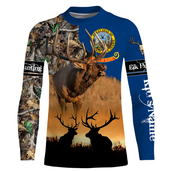 Idaho ID elk hunting camo custom name 3D hunting apparel, personalized hunting gift for hunters NQS3750