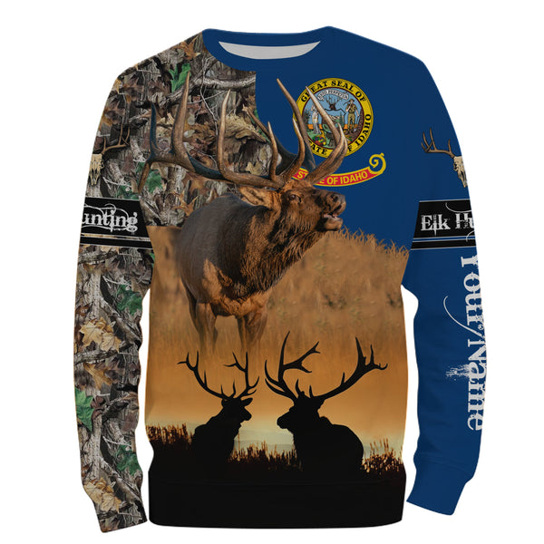 Idaho ID elk hunting camo custom name 3D hunting apparel, personalized hunting gift for hunters NQS3750