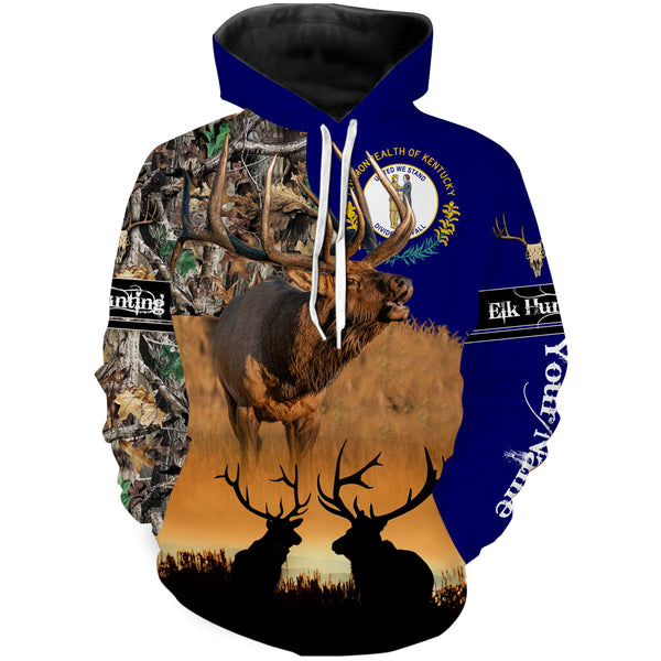 Kentucky KY elk hunting camo custom name 3D hunting apparel, personalized hunting gift for hunters NQS3751