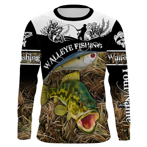 Walleye fish custom fishing shirts for men Performance Long Sleeve UV protection NQS998